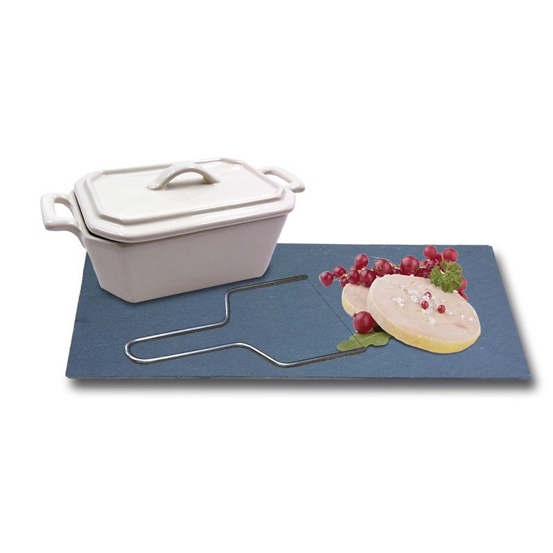 Terrine à foie gras en céramique façon médaillon 24 x 10 cm Blanc